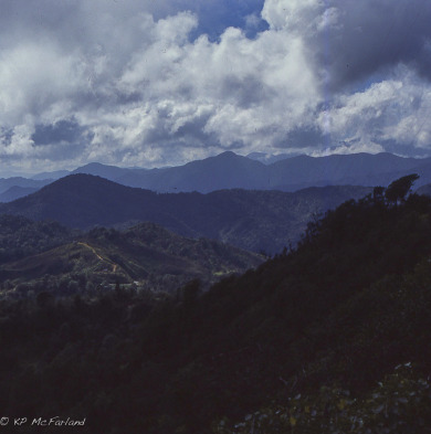 Summits in the Cordillera Central, Dominican Republic bathed in afternoon clouds.