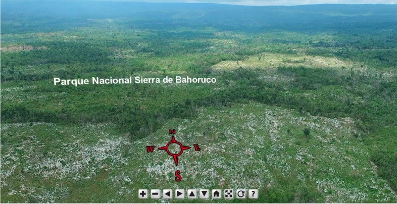 A 360 degree panorama of deforestation in Sierra de Bahoruco National Park. Click on the image to visit a full panorama. 
