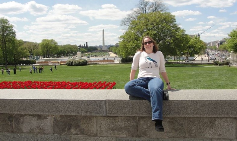 Jude Scarl relaxing in Washington, D.C. after a short flight.