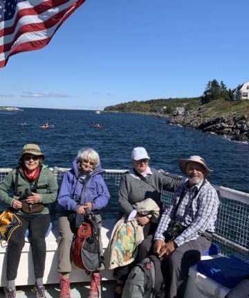 Phyllis, Susan, Emme, and Jim enjoy the sunny ferry ride back to Port Clyde. / © Susan Hindinger